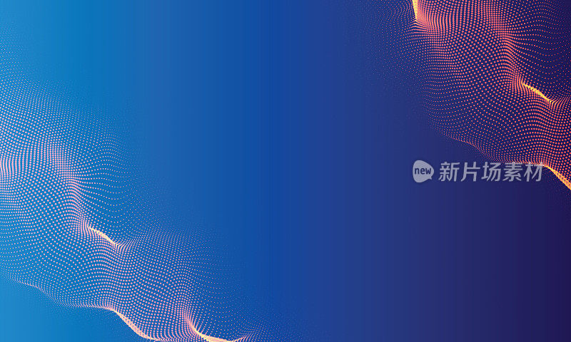 Particles wave background with orange lights